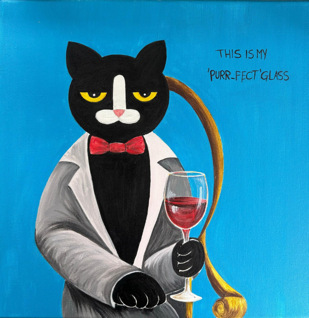 Cat with a glass