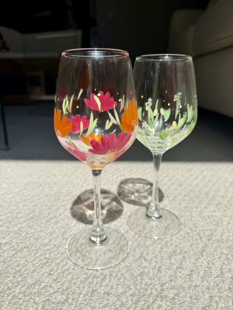 Flowers on glasses